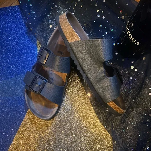 HAWKINS Frm SPÄIN BLACK LEATHER BIRKENSTOCK Sandals EUC CLASSIC 7.5