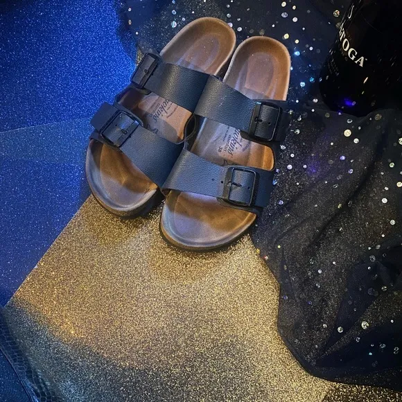 HAWKINS Frm SPÄIN BLACK LEATHER BIRKENSTOCK Sandals EUC CLASSIC 7.5
