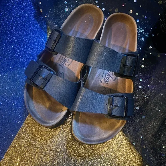 HAWKINS Frm SPÄIN BLACK LEATHER BIRKENSTOCK Sandals EUC CLASSIC 7.5