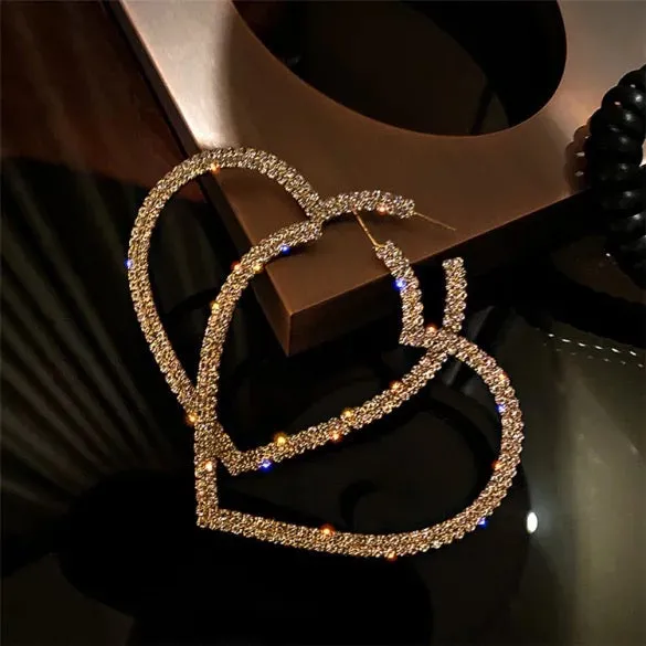 Heart Shape Rhinestone Earrings