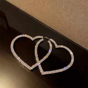 Heart Shape Rhinestone Earrings
