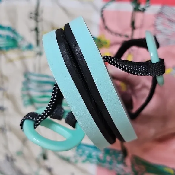 Hermès Kala Turquoise Aqua Flip Flop Sandals with Black Straps H Logo 36/6