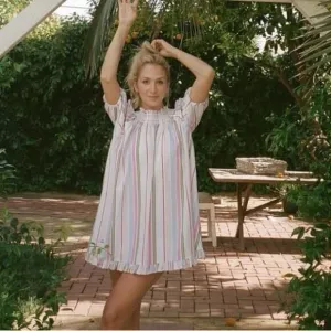 Hill House The Genevieve Nap Dress in Rainbow Stripe Size Small Gently Used