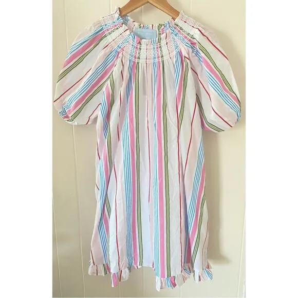 Hill House The Genevieve Nap Dress in Rainbow Stripe Size Small Gently Used