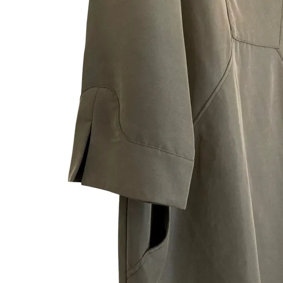 HILTON HOLLIS 3/4 Sleeve Shift Dress Shirttail Knee Length Designer Green