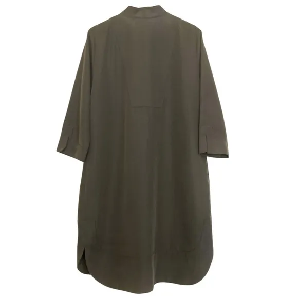 HILTON HOLLIS 3/4 Sleeve Shift Dress Shirttail Knee Length Designer Green
