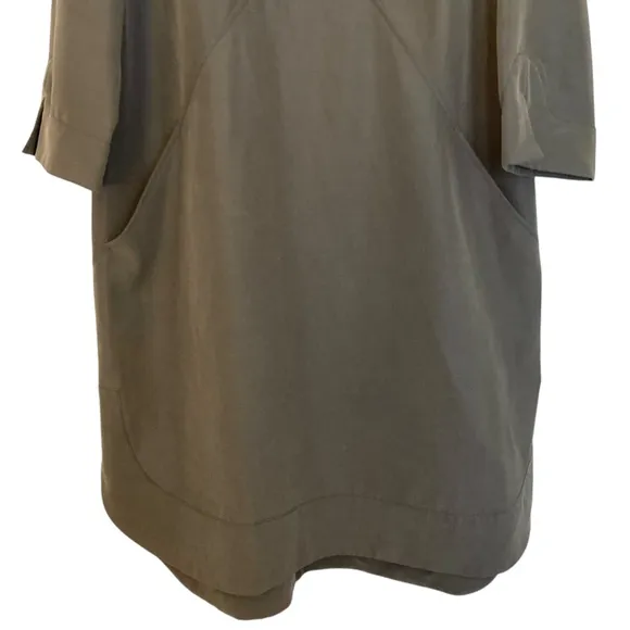 HILTON HOLLIS 3/4 Sleeve Shift Dress Shirttail Knee Length Designer Green