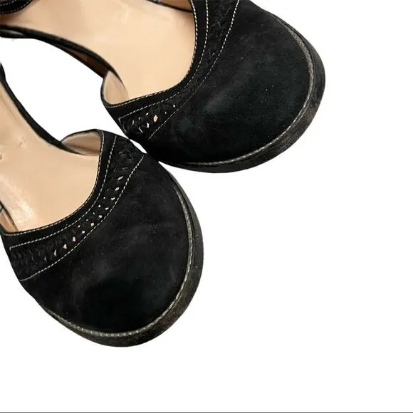 HOBBS London Black Suede Heels Ankle Strap 40