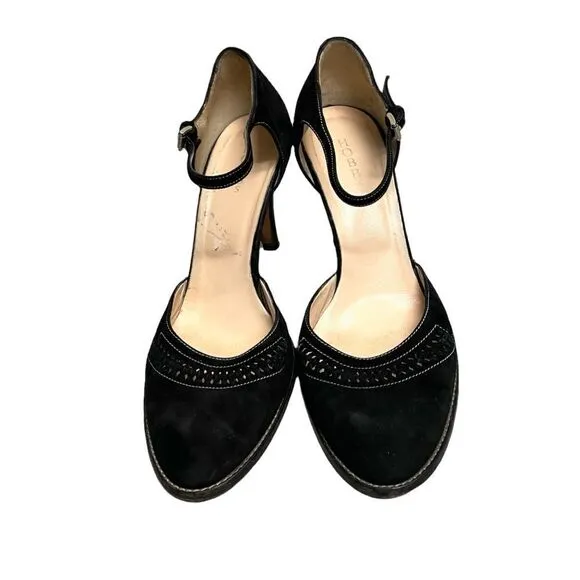 HOBBS London Black Suede Heels Ankle Strap 40