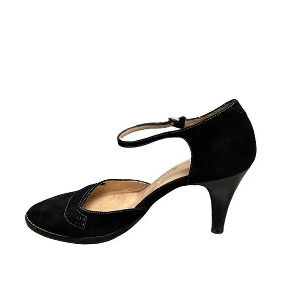 HOBBS London Black Suede Heels Ankle Strap 40