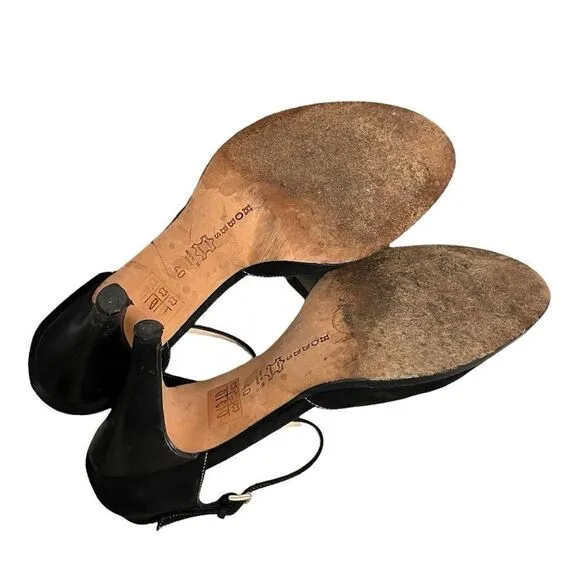 HOBBS London Black Suede Heels Ankle Strap 40
