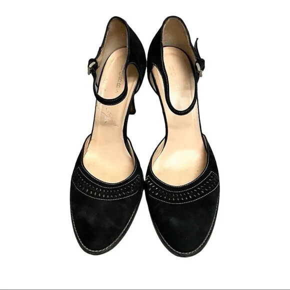HOBBS London Black Suede Heels Ankle Strap 40