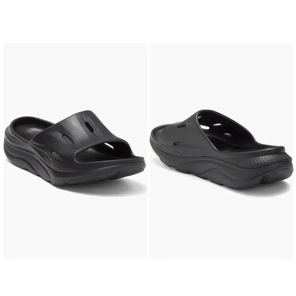 Hoka Men's Ora Recovery 3 Black Comfort Slip on Slide Sandals Size 11 M
