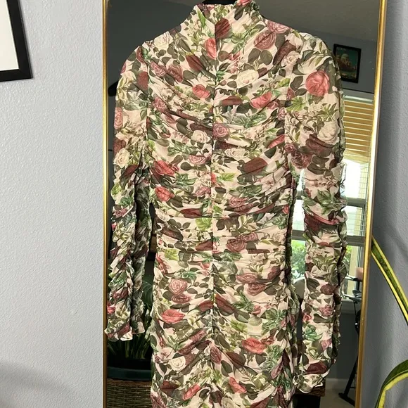 HOUSE OF CB 'Roseanne' Vintage Floral Ruched Midi Dress NWOT