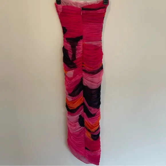 House Of CB Sasha Multicolor Strapless Ruched Dress Size XS