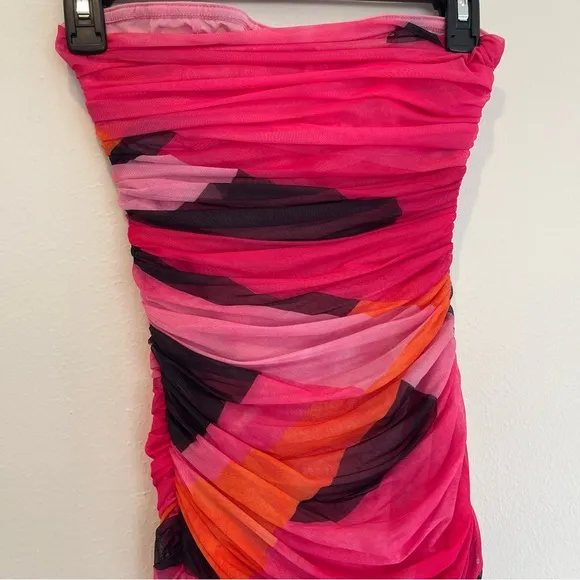 House Of CB Sasha Multicolor Strapless Ruched Dress Size XS