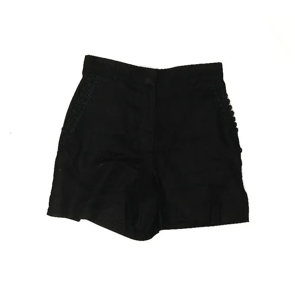 House of Harlow 1960 Black Linen Blend Shorts with Embroidered Pockets – XS – EU