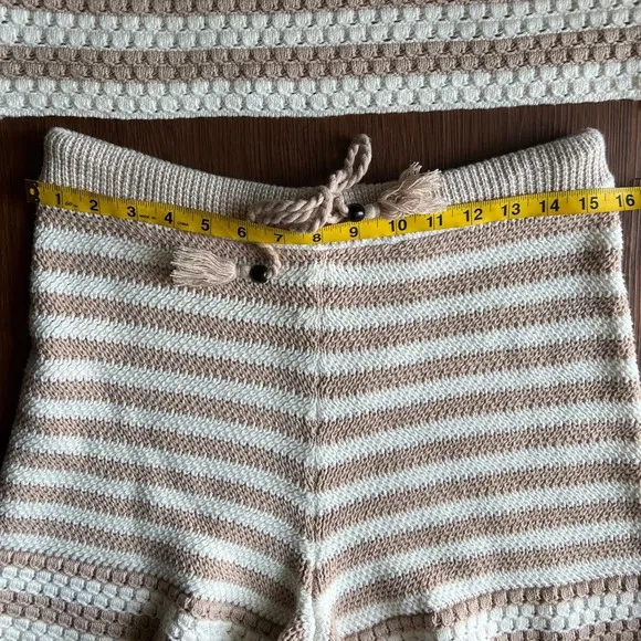 House of Harlow 1960 Tan &amp; Cream Crochet Striped Two-Piece Set - Size S