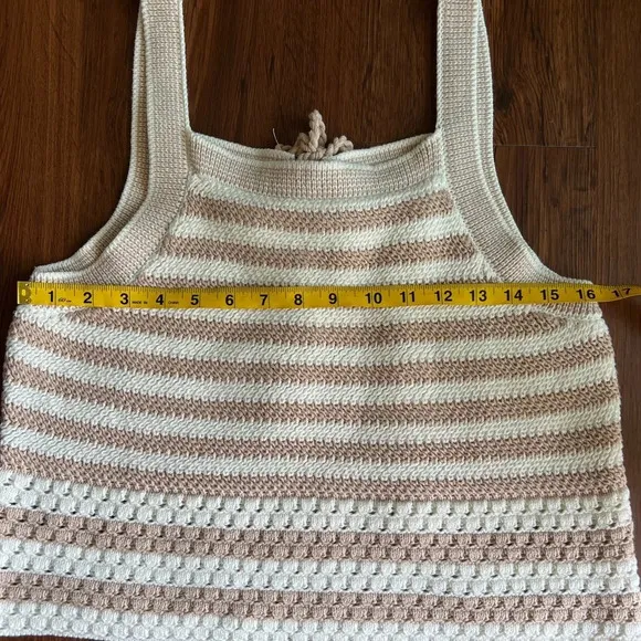 House of Harlow 1960 Tan &amp; Cream Crochet Striped Two-Piece Set - Size S