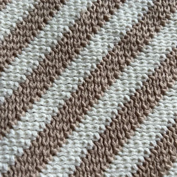 House of Harlow 1960 Tan &amp; Cream Crochet Striped Two-Piece Set - Size S