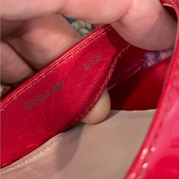 🌺🎉HP🌺🎉 NWOT Authentic Prada Wedge Mule Red Patent Leather Sandals