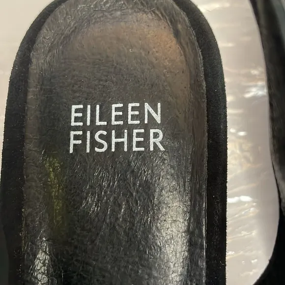 ❤️HP❤️NEW Eileen Fisher Clay Suede Slingback Wedge Sandals 7 Black