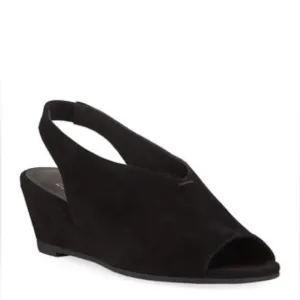 ❤️HP❤️NEW Eileen Fisher Clay Suede Slingback Wedge Sandals 7 Black
