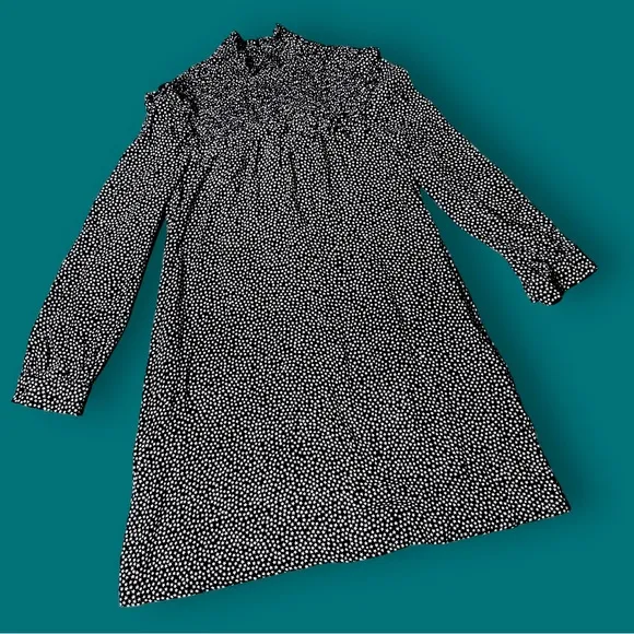 🎉HP🎉NWT Rebecca Minkoff Sharon Black Ruffle Mockneck Multi Star Dress. Small