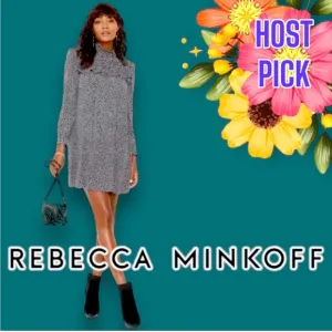 🎉HP🎉NWT Rebecca Minkoff Sharon Black Ruffle Mockneck Multi Star Dress. Small