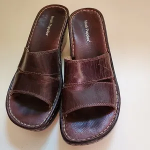 Hush Puppies Leather wedge slides heel sandals