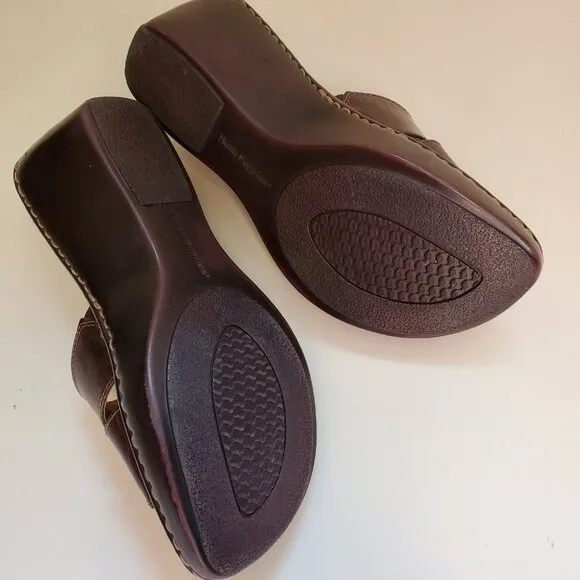 Hush Puppies Leather wedge slides heel sandals