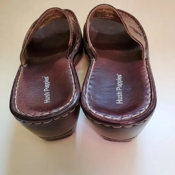 Hush Puppies Leather wedge slides heel sandals