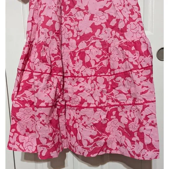 Hyacinth House  Pink Textured Floral Hillsborough Midi Dress Women's Size M