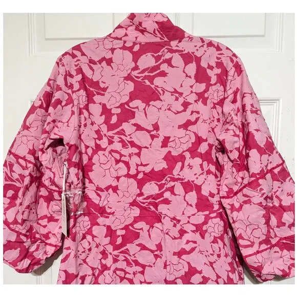 Hyacinth House  Pink Textured Floral Hillsborough Midi Dress Women's Size M