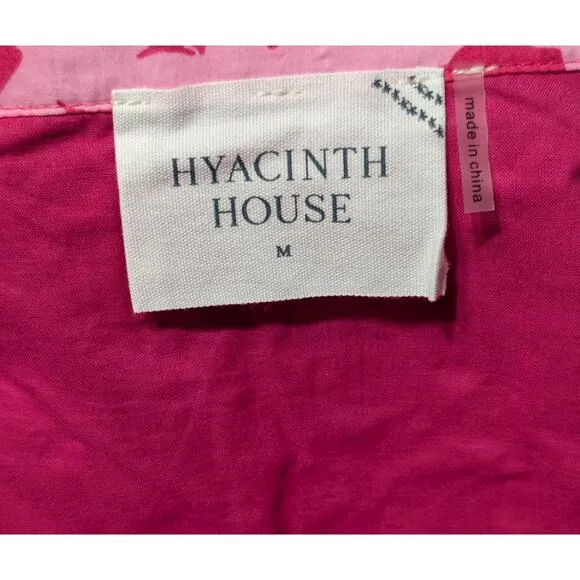 Hyacinth House  Pink Textured Floral Hillsborough Midi Dress Women's Size M