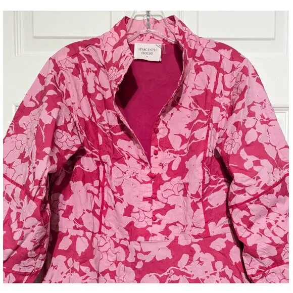 Hyacinth House  Pink Textured Floral Hillsborough Midi Dress Women's Size M