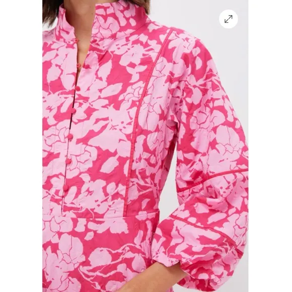HYACINTH HOUSE Pink Textured Floral Hillsborough Midi Dress