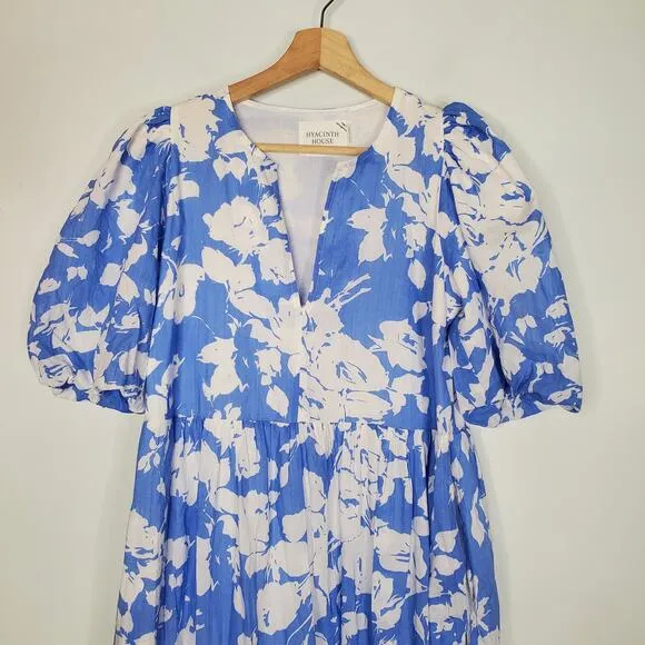 Hyacinth House Tuckernuck Cisco Maxi Dress Blue White Floral Size Small
