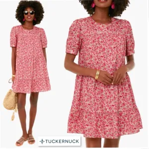 HYACINTH HOUSE Tuckernuck Pink Floral Quinn Dress S Swing Tiered Cottagecore
