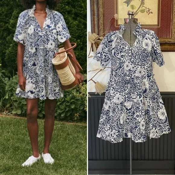 Hyacinth House Tuckernuck Thea Tiered Floral Mini Dress - Sz XXS 🧡🎀