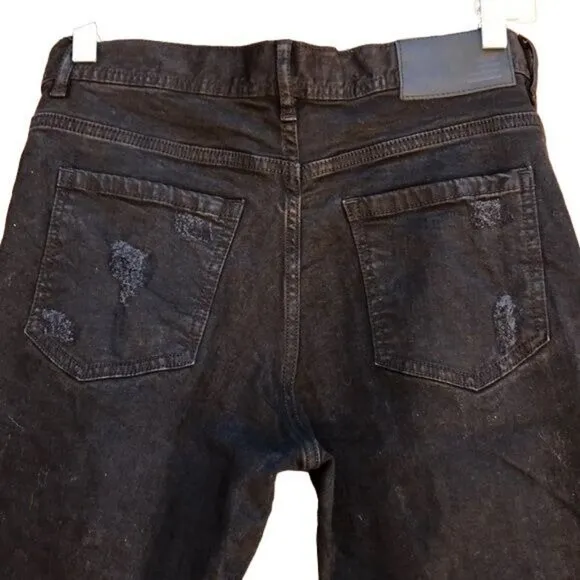Hyper Denim Punk Slim Fit Distressed Black Goth Side Zip Jeans Skinny Size 30