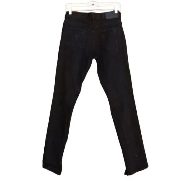 Hyper Denim Punk Slim Fit Distressed Black Goth Side Zip Jeans Skinny Size 30