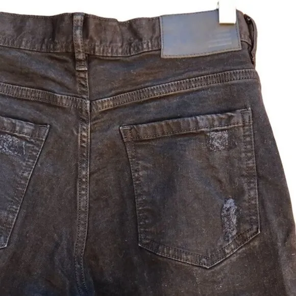 Hyper Denim Punk Slim Fit Distressed Black Goth Side Zip Jeans Skinny Size 30