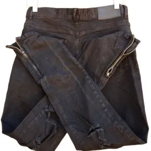 Hyper Denim Punk Slim Fit Distressed Black Goth Side Zip Jeans Skinny Size 30