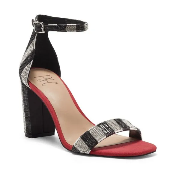 Inc International Concepts 8M Lexini Two-Piece Sandals Heel Pumps Rhinestones