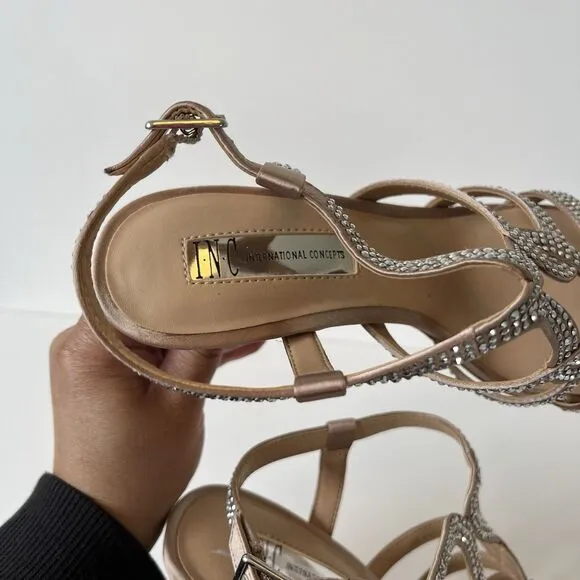 INC International Concepts Women's Randiff Bling Sandals Bisque Dance Size 6