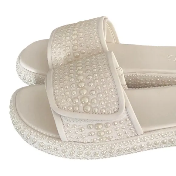 I.N.C. Women’s Rayley Platform Slip On Pool Slides Pearl Embellished 8 New W Box