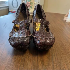 Irregular Choice Walk On Love Brown Mary Jane Wedge Rare Heels Sandals US9
