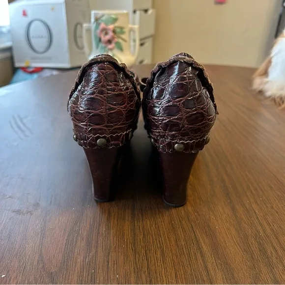 Irregular Choice Walk On Love Brown Mary Jane Wedge Rare Heels Sandals US9