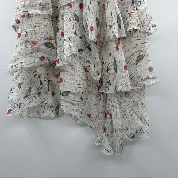 Isabel Marant Jeezon Gathered Asymmetrical Printed Silk‎ Skirt in Erell Sz 42